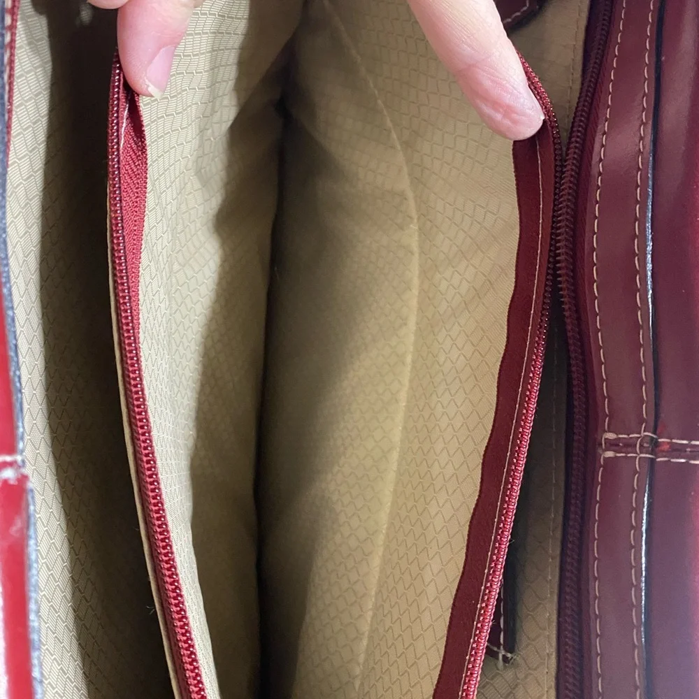 McKlein Briefcase laptop Computer Burgundy Leather Bag unisex